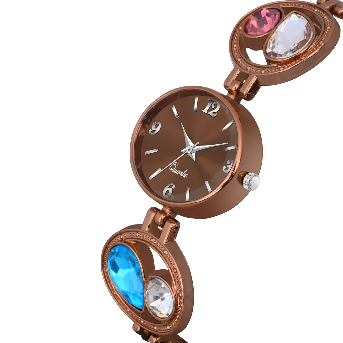 Watch City JE-32-B-7605 Series - Women's Stainless Steel Analog Watch with Unique Belt Chain